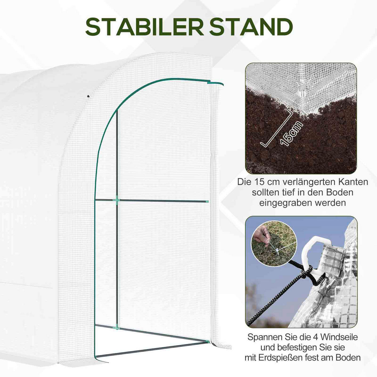 Outsunny Gewächshaus B/H/L: ca. 150x213x300 cm Gewächshaus - weiß (300,00/150,00/213,00cm) - Outsunny