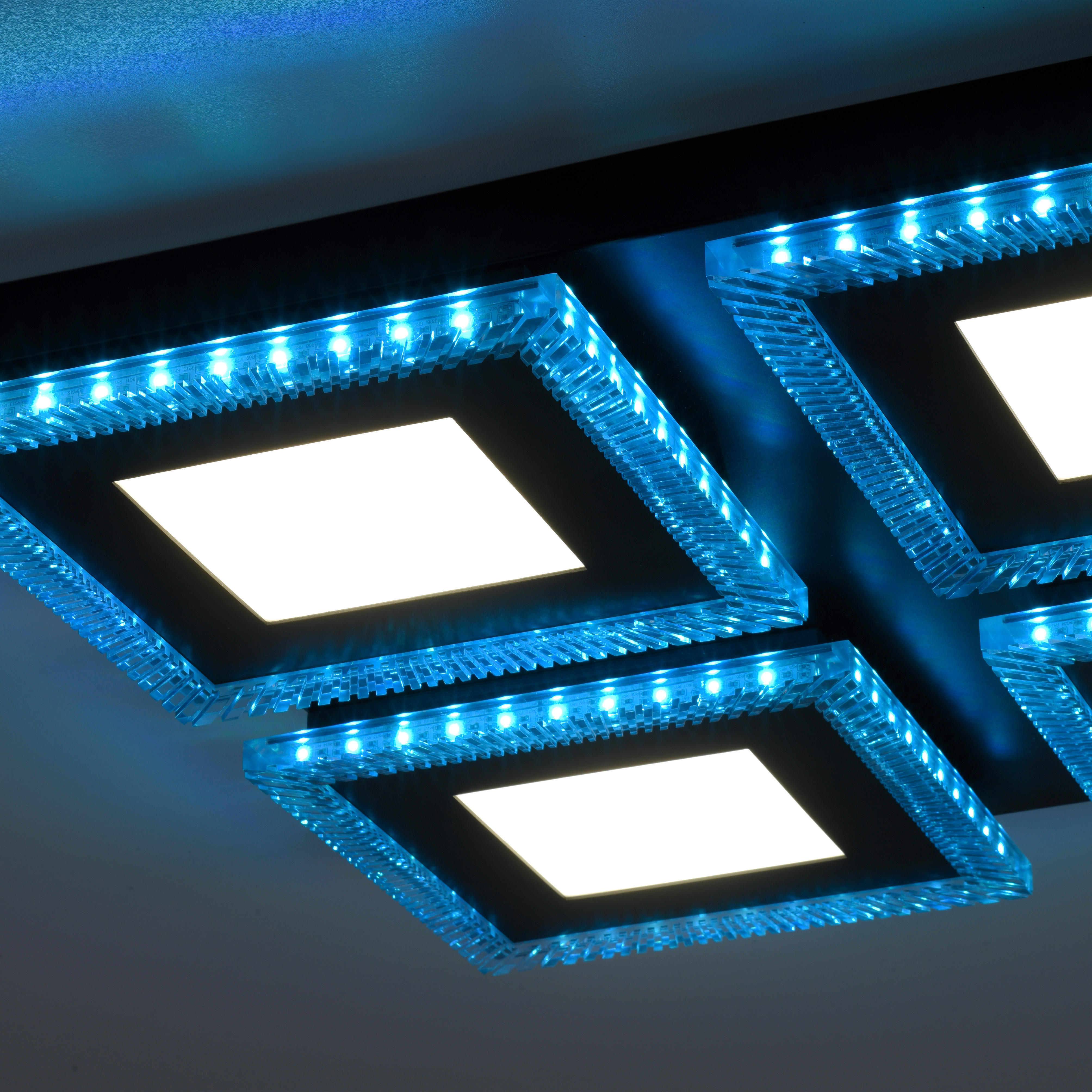 Just Light LED-Deckenleuchte 14511-18 schwarz Kunststoff B/H/L: ca. 44x5x44 cm