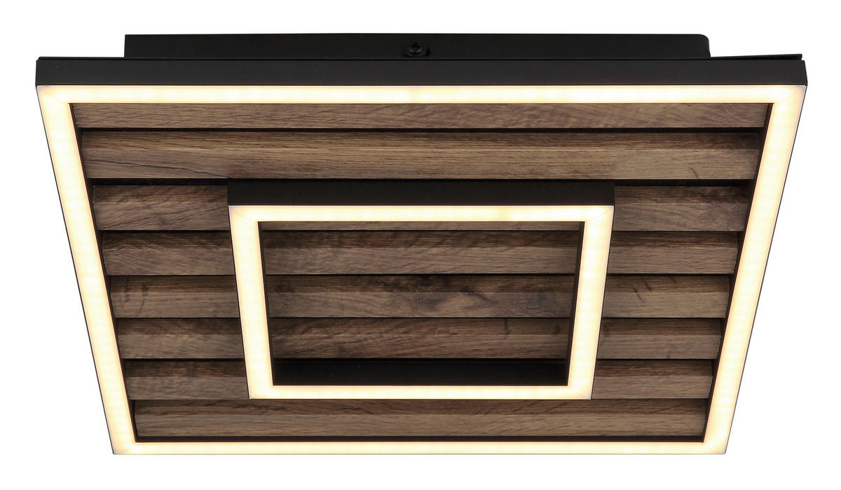 GLOBO LED-Deckenleuchte WOODY 67345D Opal mattschwarz Metall MDF Kunststoff B/H/L: ca. 30x6x30 cm 1 Brennstellen WOODY - Opal/mattschwarz (30,00/30,00/6,00cm) - GLOBO