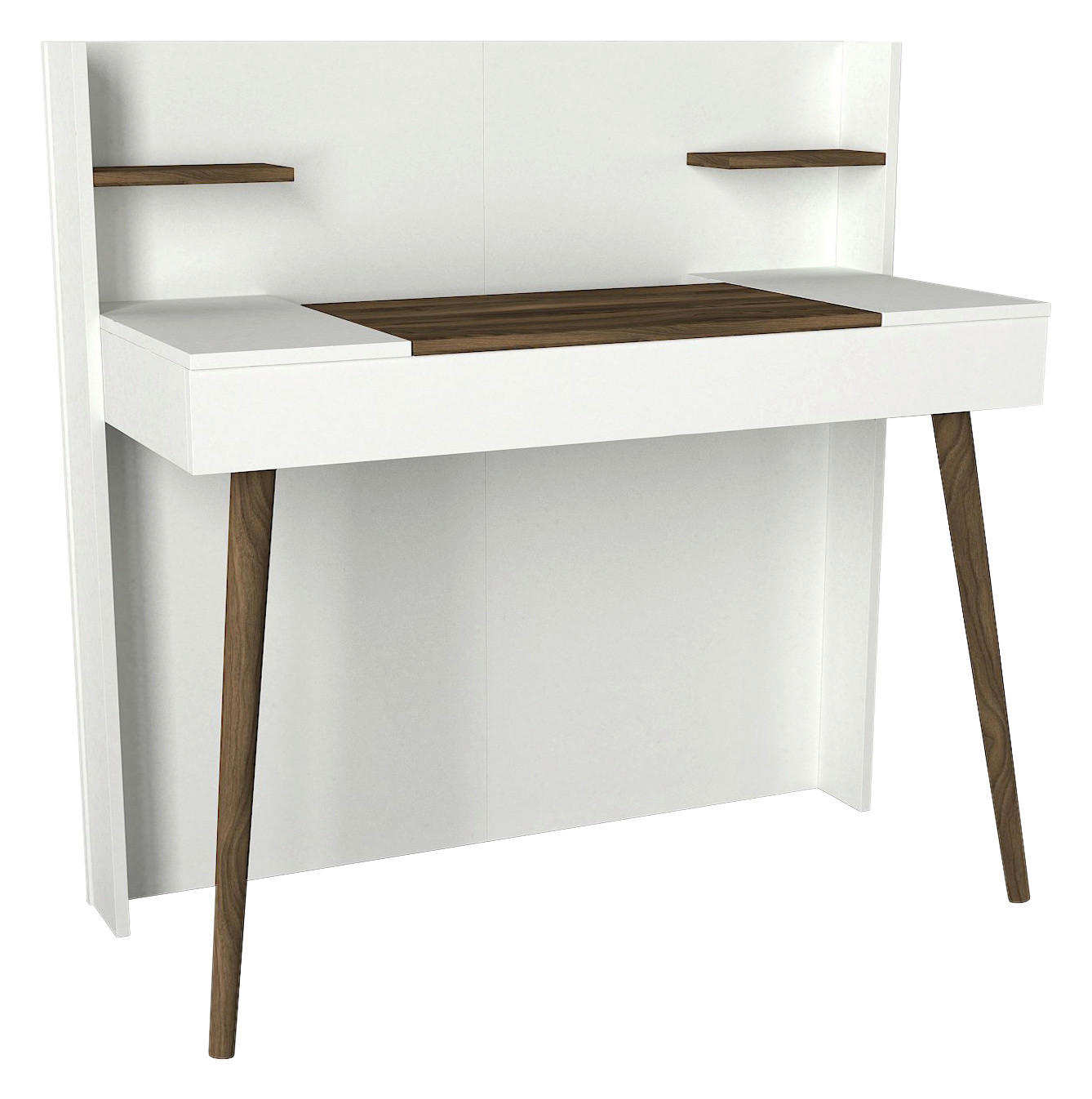 Schminktisch Retro weiß walnuss Nachbildung B/H/T: ca. 116x120x52 cm Retro - weiß/walnuss (116,00/120,00/52,00cm) - moebel17