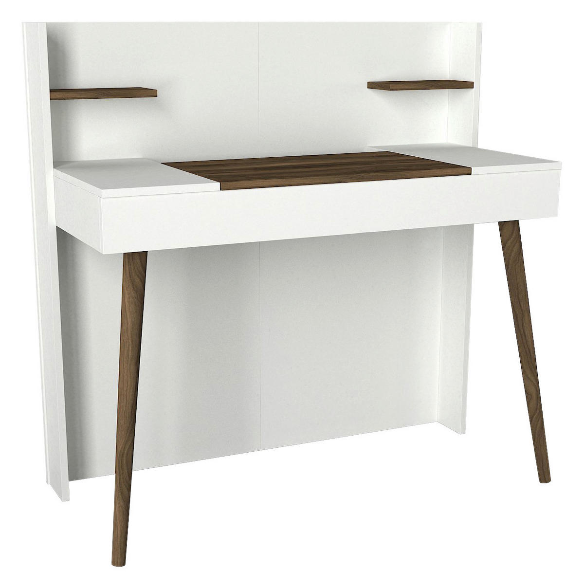 Schminktisch Retro weiß walnuss Nachbildung B/H/T: ca. 116x120x52 cm Retro - weiß/walnuss (116,00/120,00/52,00cm) - moebel17