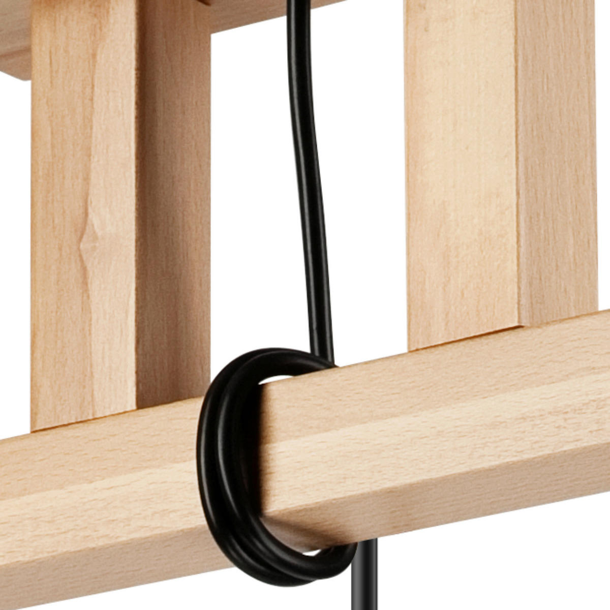 Lamkur Pendelleuchte LEON 34805 natur Holz Stahl H/L: ca. 80x20 cm E27 1 Brennstellen Leon - natur (20,00cm) - Lamkur