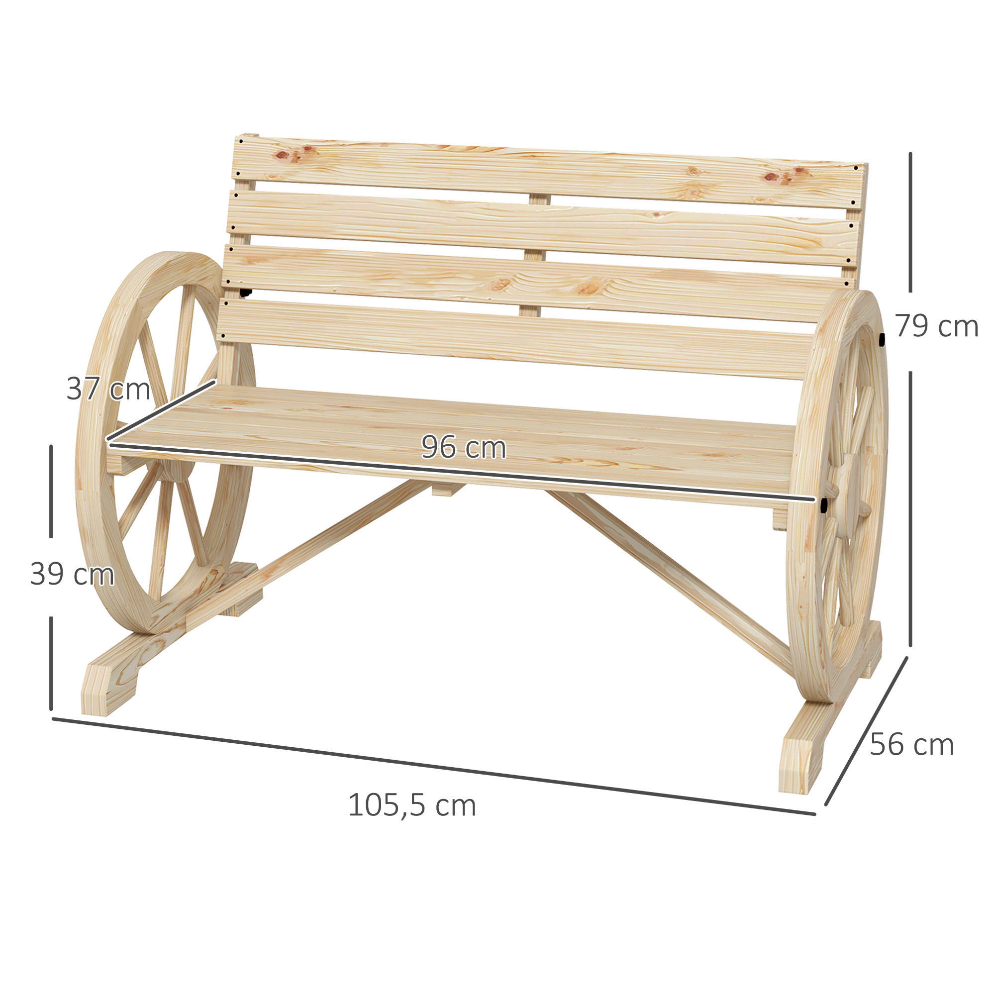 Outsunny Gartenbank natur Holz B/H/L: ca...