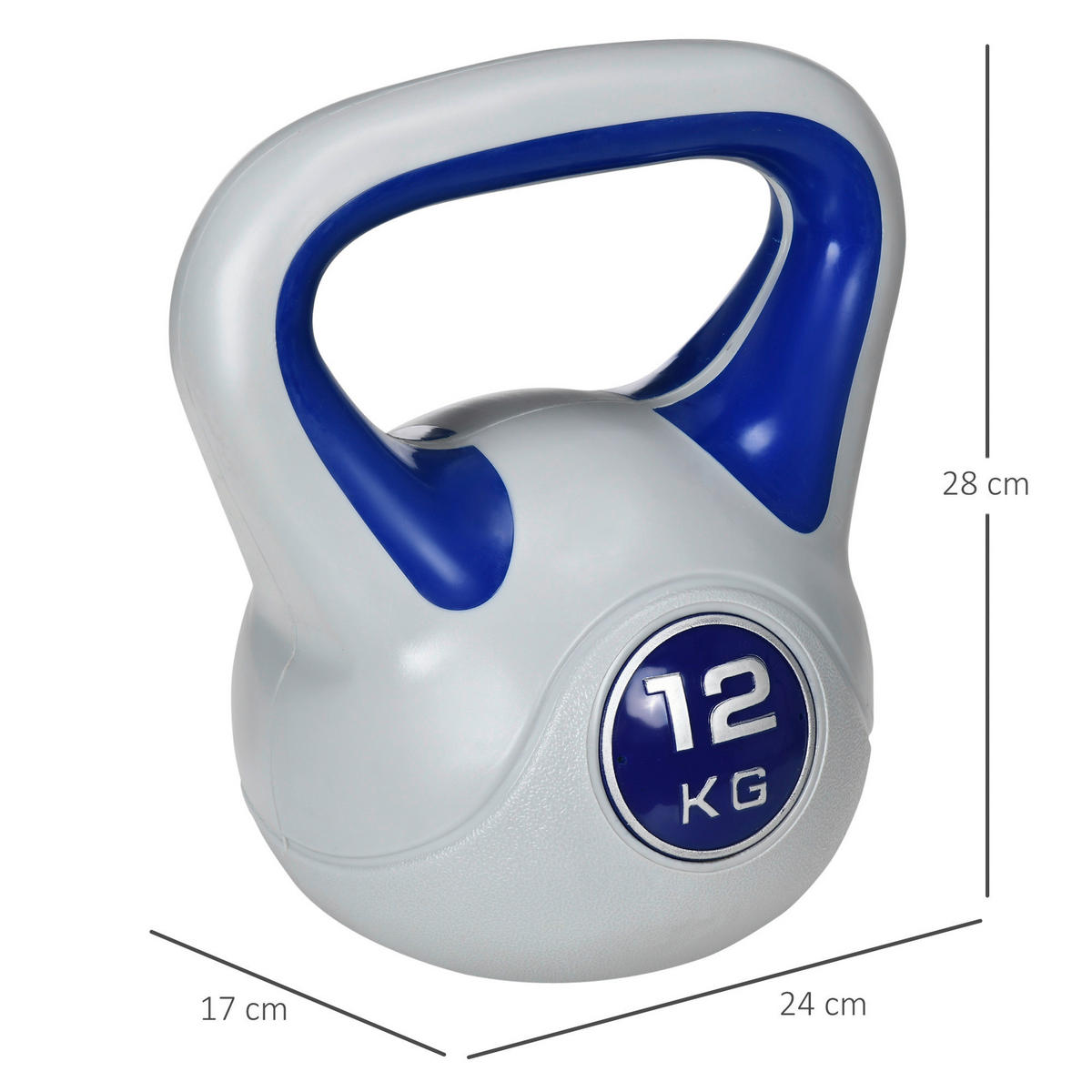 SPORTNOW Kettlebell blau Kunststoff B/H/L: ca. 17x28x24 cm Kettlebell 12kg - blau (24,00/17,00/28,00cm) - SPORTNOW
