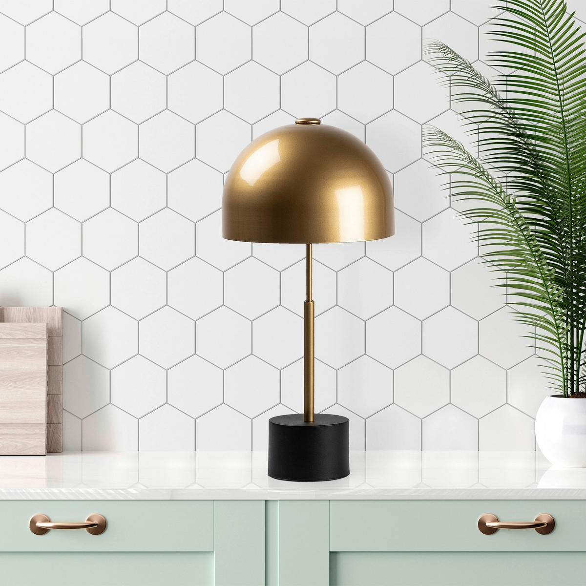 Opviq Tischleuchte Mixed bronze schwarz Metall B/H/T/L/D: ca. 26x53x26x26x26 cm E14 1 Brennstellen Mixed - schwarz/bronze (26,00/26,00/53,00cm) - Opviq