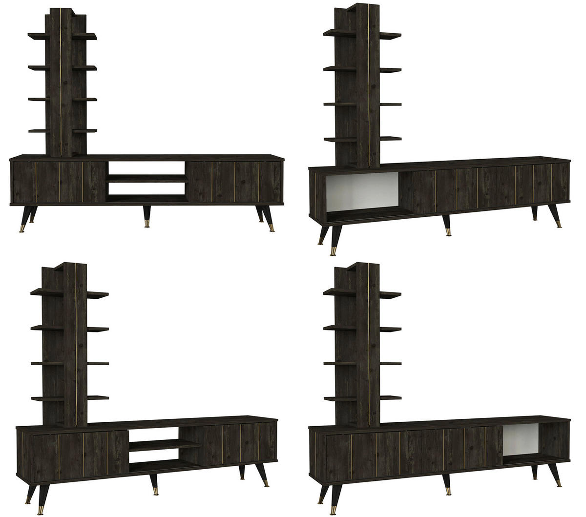 Wohnwand Nero Rebab braun dunkelgrau B/H/T: ca. 180x50x35 cm Nero - dunkelgrau/Rebab braun (180,00/50,00/35,00cm) - moebel17