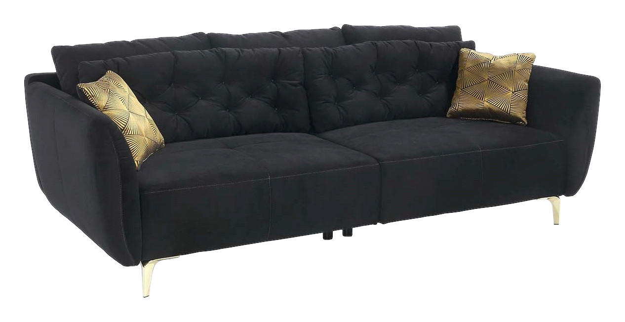 Sofa schwarz Microfaser B/H/T: ca. 251x90x110 cm Sheyla_Sofa_2,5-sitzig - gold/schwarz (251,00/90,00/110,00cm)