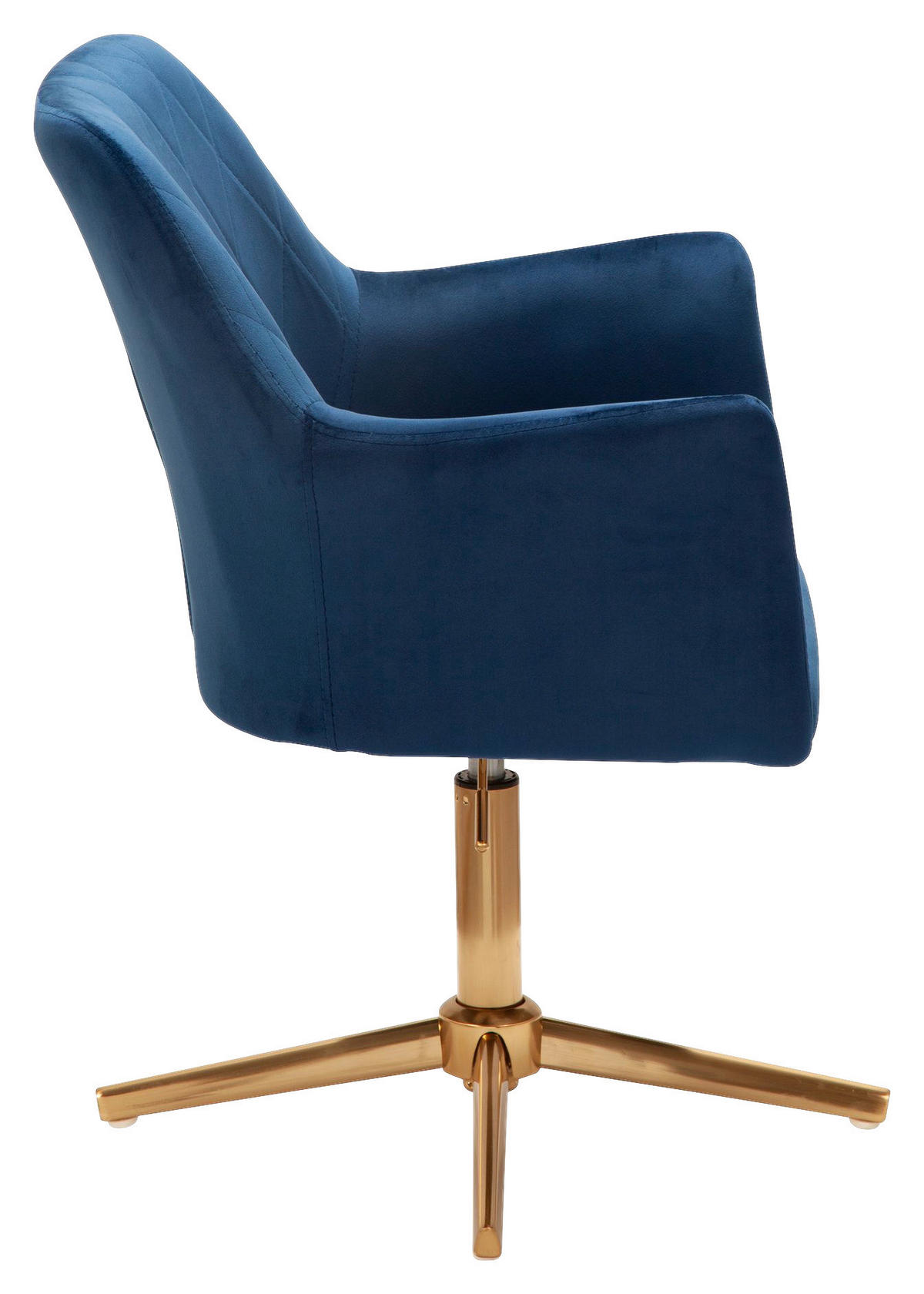 Drehstuhl blau Samt Eisen Drehstuhl - blau (55,00/97,00/55,00cm) - Wohnling