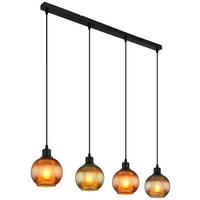 Pendelleuchte Metall Glas B/H/L: ca. 15x120x90 cm E27 4 Brennstellen Pendelleuchte_Zumba - (90,00/15,00/120,00cm)