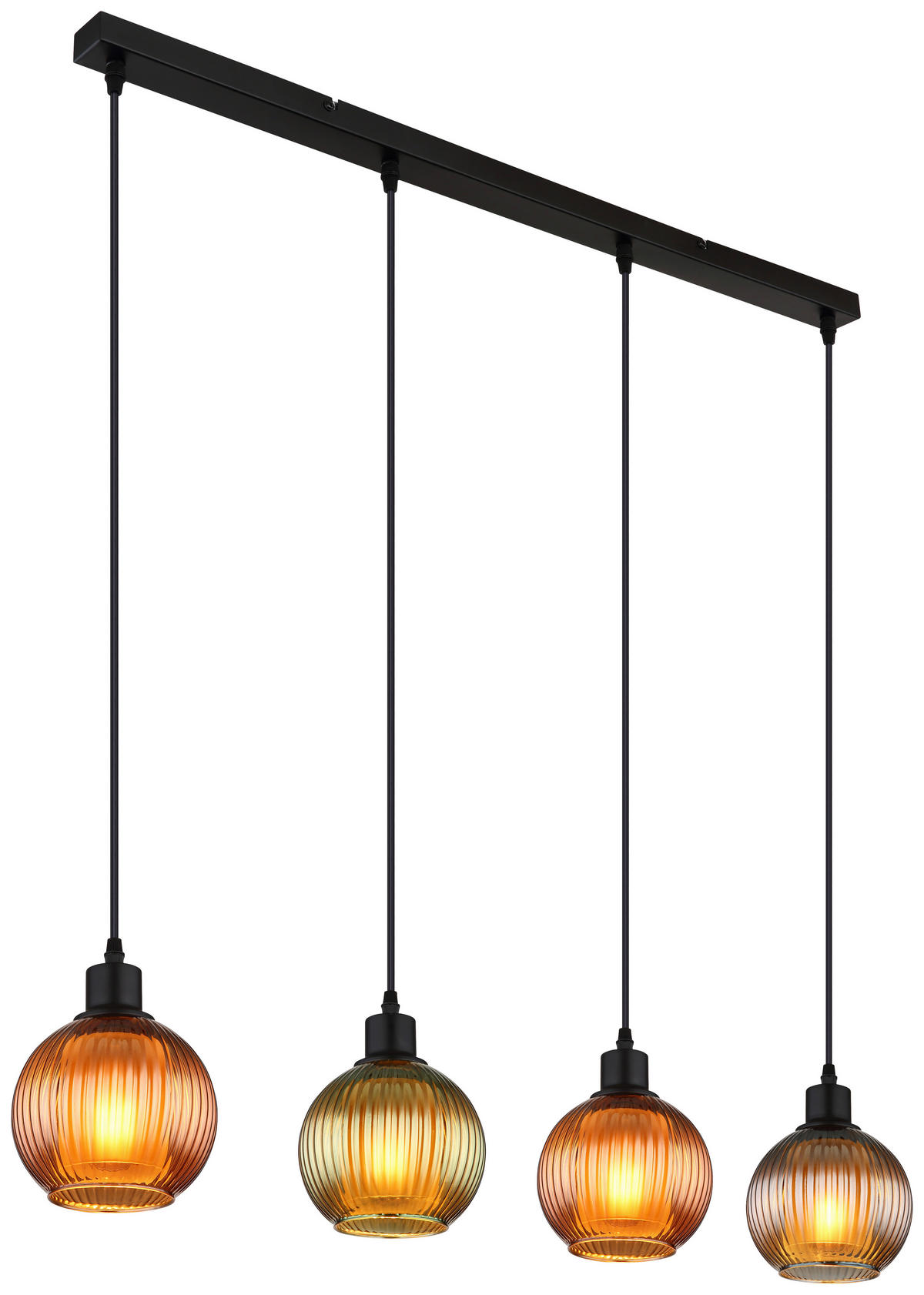 Pendelleuchte Metall Glas B/H/L: ca. 15x120x90 cm E27 4 Brennstellen Pendelleuchte_Zumba - (90,00/15,00/120,00cm)