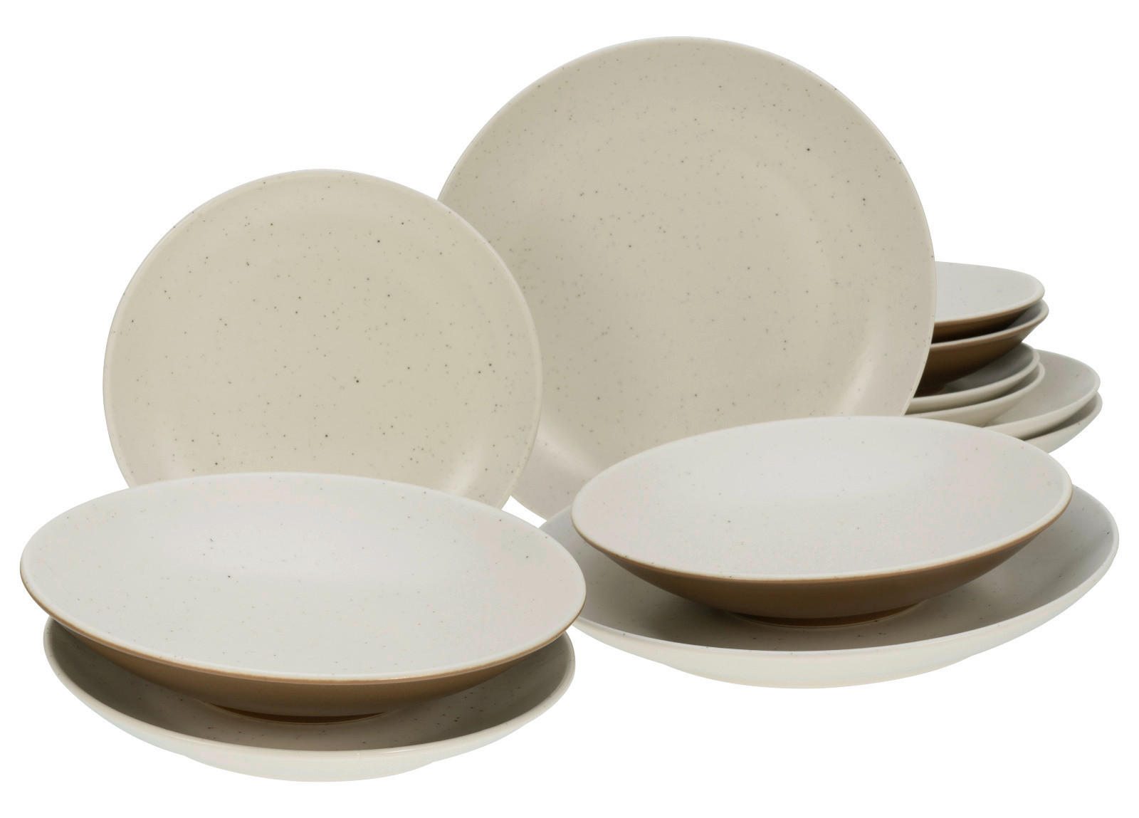 CreaTable Tafelservice SAND DUNES terracotta creme Keramik 12 tlg. SAND DUNES terracotta - terracotta/creme - CreaTable