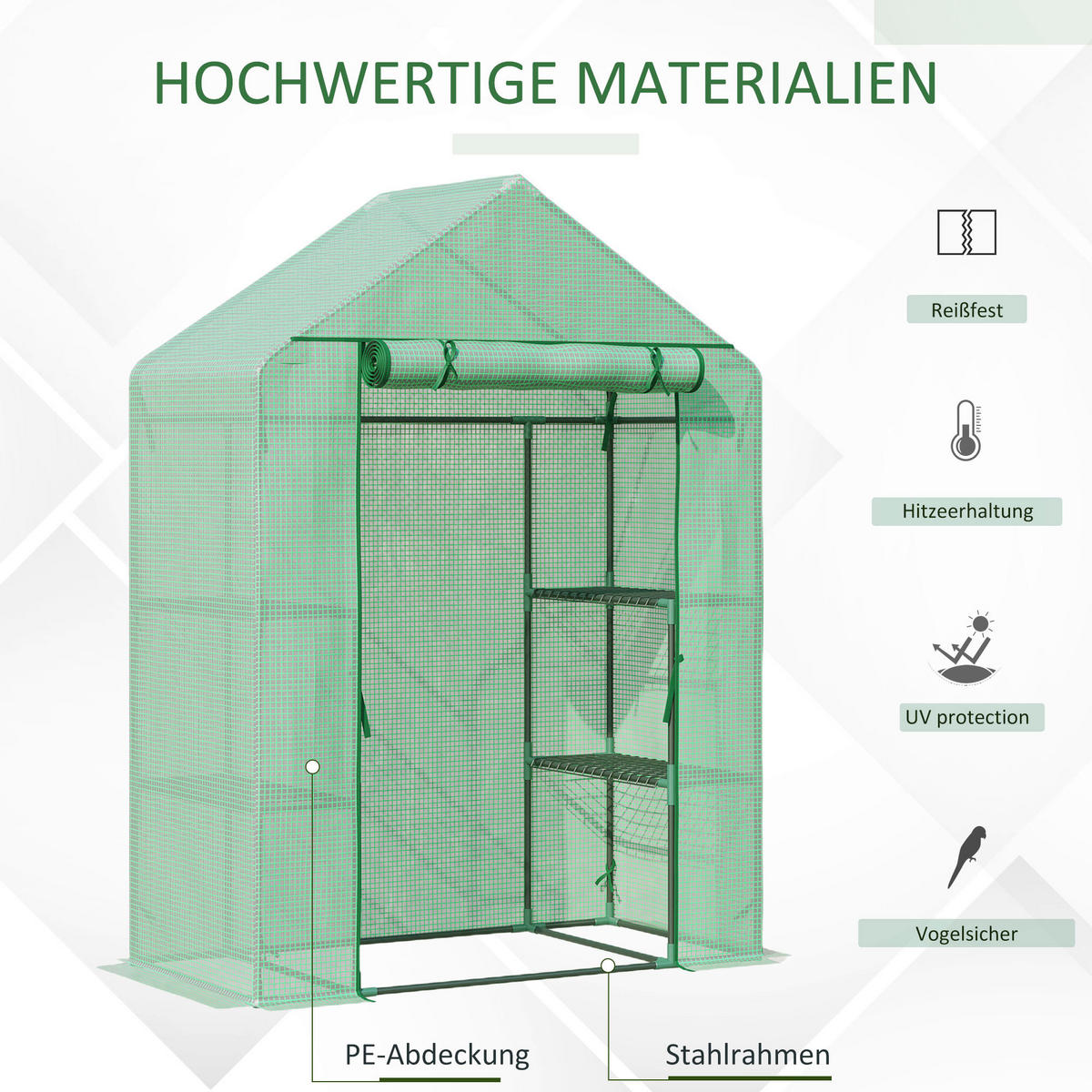 Outsunny Gewächshaus B/H/L: ca. 72x191x141 cm Gewächshaus - grün (141,00/72,00/191,00cm) - Outsunny