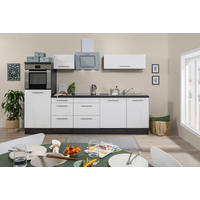 Respekta Küchenblock Amanda weiß Hochglanz B/H/T: ca. 280x200x60 cm Amanda - weiß/Edelstahloptik (280,00/200,00/60,00cm) - Respekta