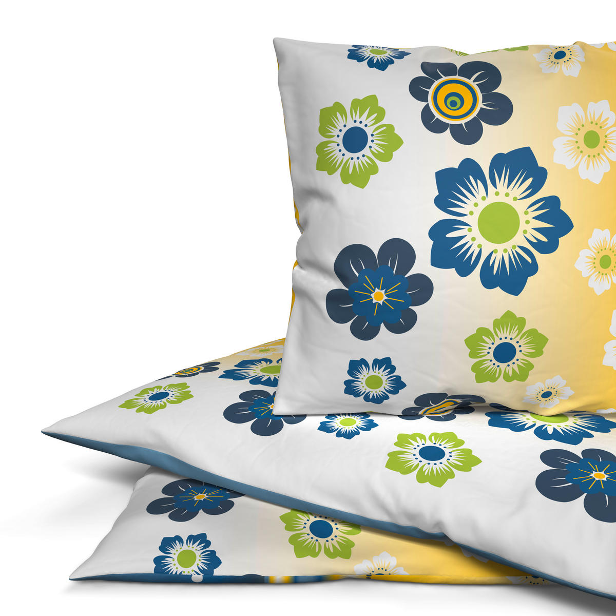 Microfaser Bettwäsche Bettwäsche_Microfaser Blumen - blau/gelb (135,00/200,00cm)