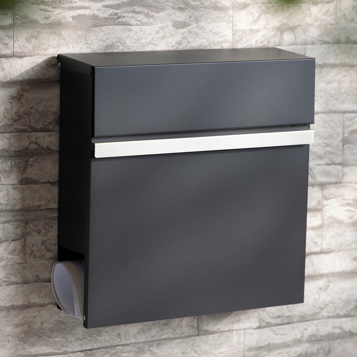 Briefkasten silber B/H/L: ca. 15,5x42x42,5 cm Briefkasten - silber (42,50/15,50/42,00cm)