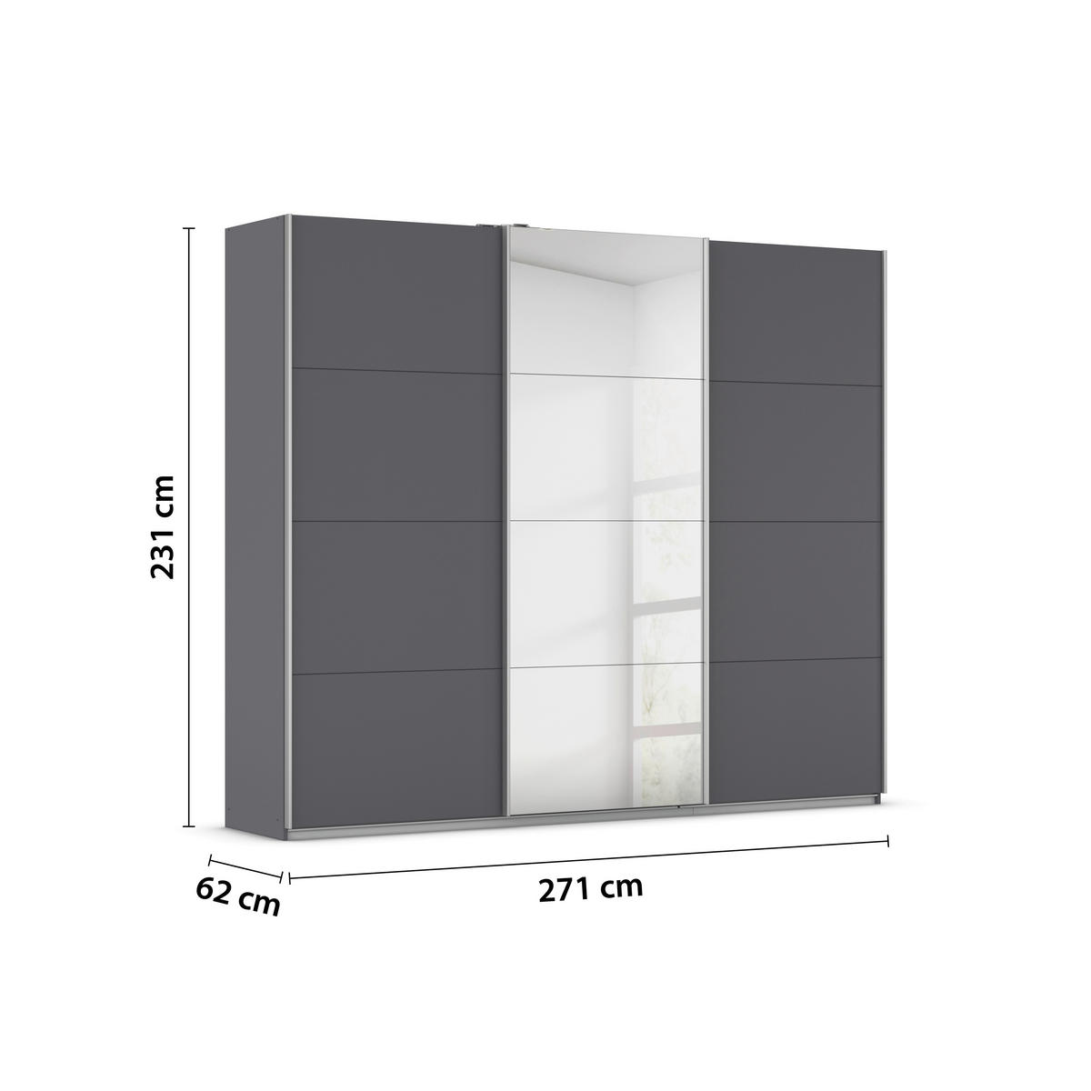 Kleiderschrank Kulmbach grau B/H/T: ca. 271x229x62 cm Kulmbach - Alu/grau (271,00/229,00/62,00cm)