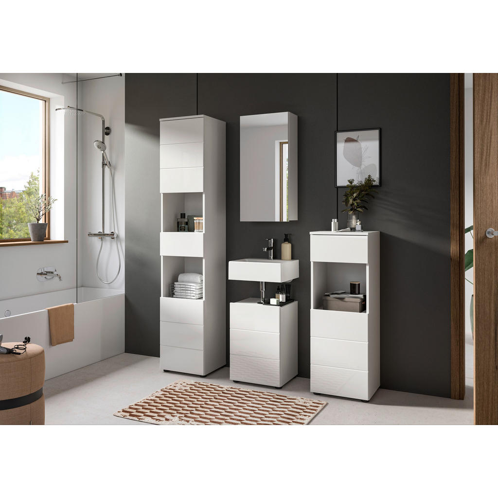 Thumbnail - Badezimmer-Set VIRA weiß weiß Hochglanz B/H/T: ca. 144x190x34 cm