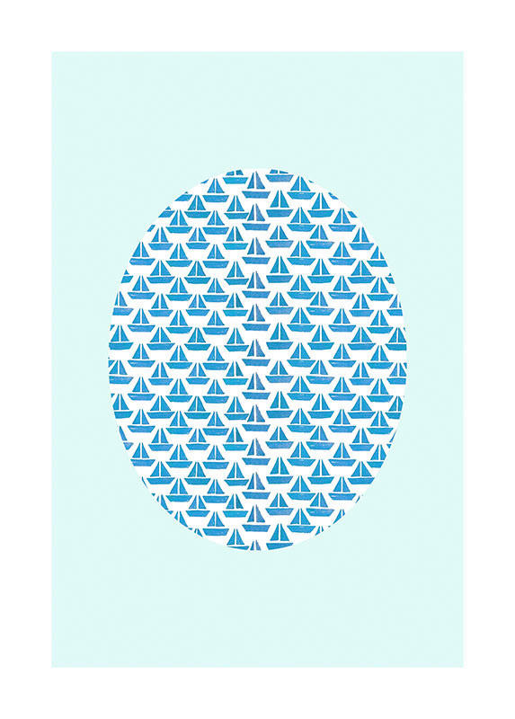 Komar Poster Shelly Patterns Aqua Sea Breeze B/L: ca. 50x70 cm günstig online kaufen