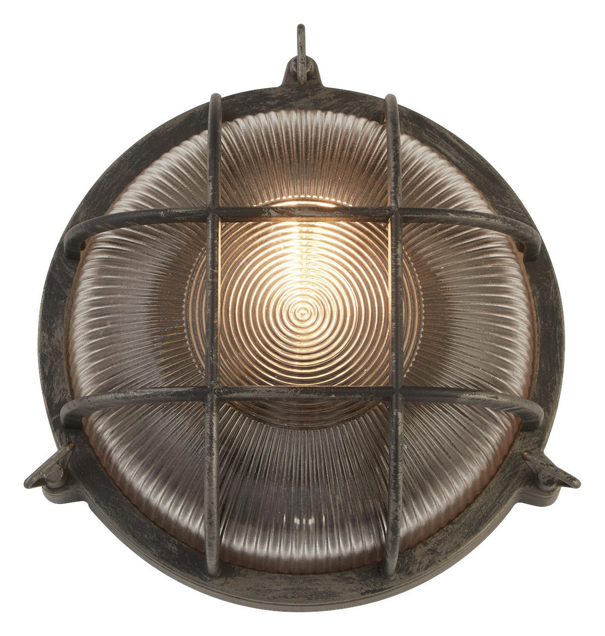 Searchlight Außenleuchte schwarz transparent Glas Stahl B/H/T: ca. 11x26,5x11 cm E27 1 Brennstellen Bulkhead - schwarz/transparent (11,00/26,50/11,00cm) - Searchlight