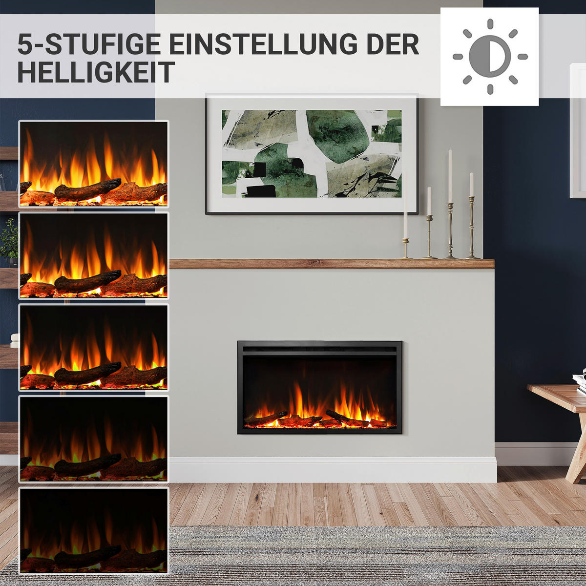 Balderia Elektrischer-Kamin Atlanta EF385B schwarz B/H/L: ca. 14,7x48x84 cm Elektro-Kamin Atalanta 33" - schwarz (84,00/14,70/48,00cm) - Balderia
