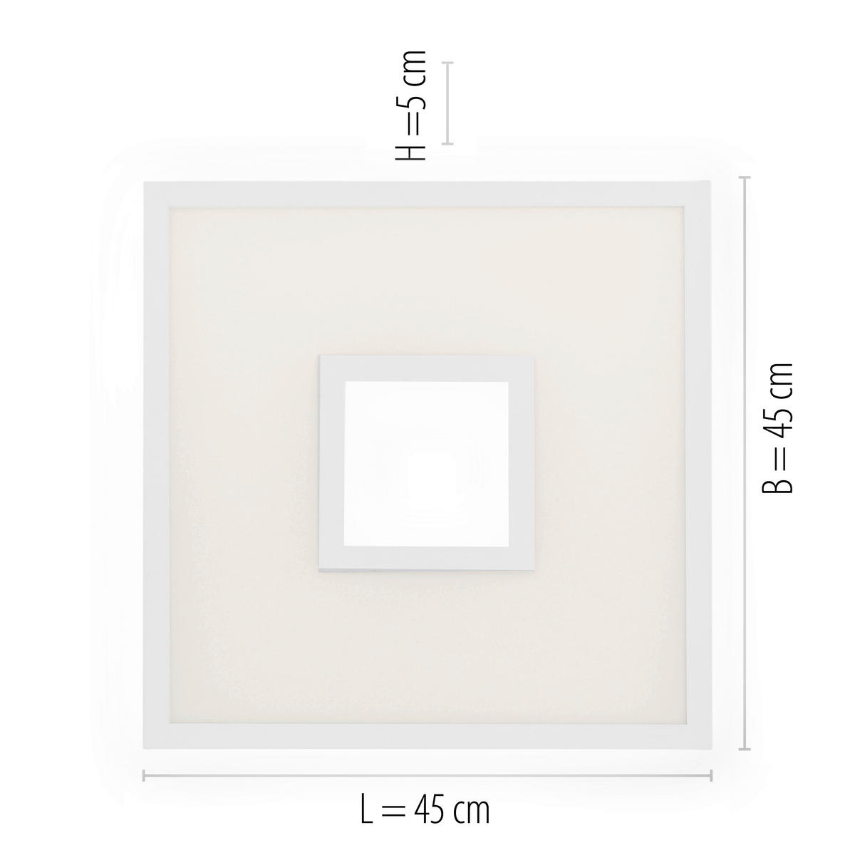 Just Light LED-Deckenleuchte RECESS 11645-16 weiß Kunststoff Metall B/H/T: ca. 45x5x45 cm 1 Brennstellen RECESS - weiß (45,00/5,00/45,00cm) - Just Light