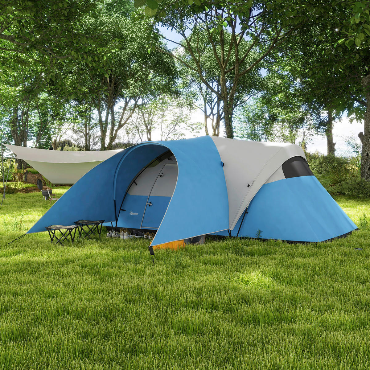 Outsunny Tunnelzelt B/H/L: ca. 300x198x550 cm Tunnelzelt - blau (550,00/300,00/198,00cm) - Outsunny
