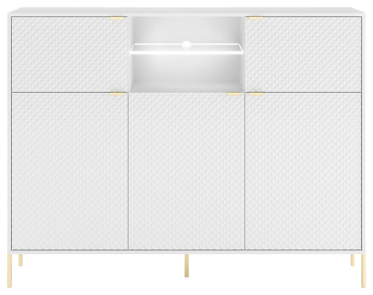 Kommode KOMMODE DIAMOND DI3 LED weiß weiß glänzend B/H/T: ca. 155,9x125,9x42 cm KOMMODE DIAMOND DI3 LED - weiß (155,90/125,90/42,00cm) - WIPMEB