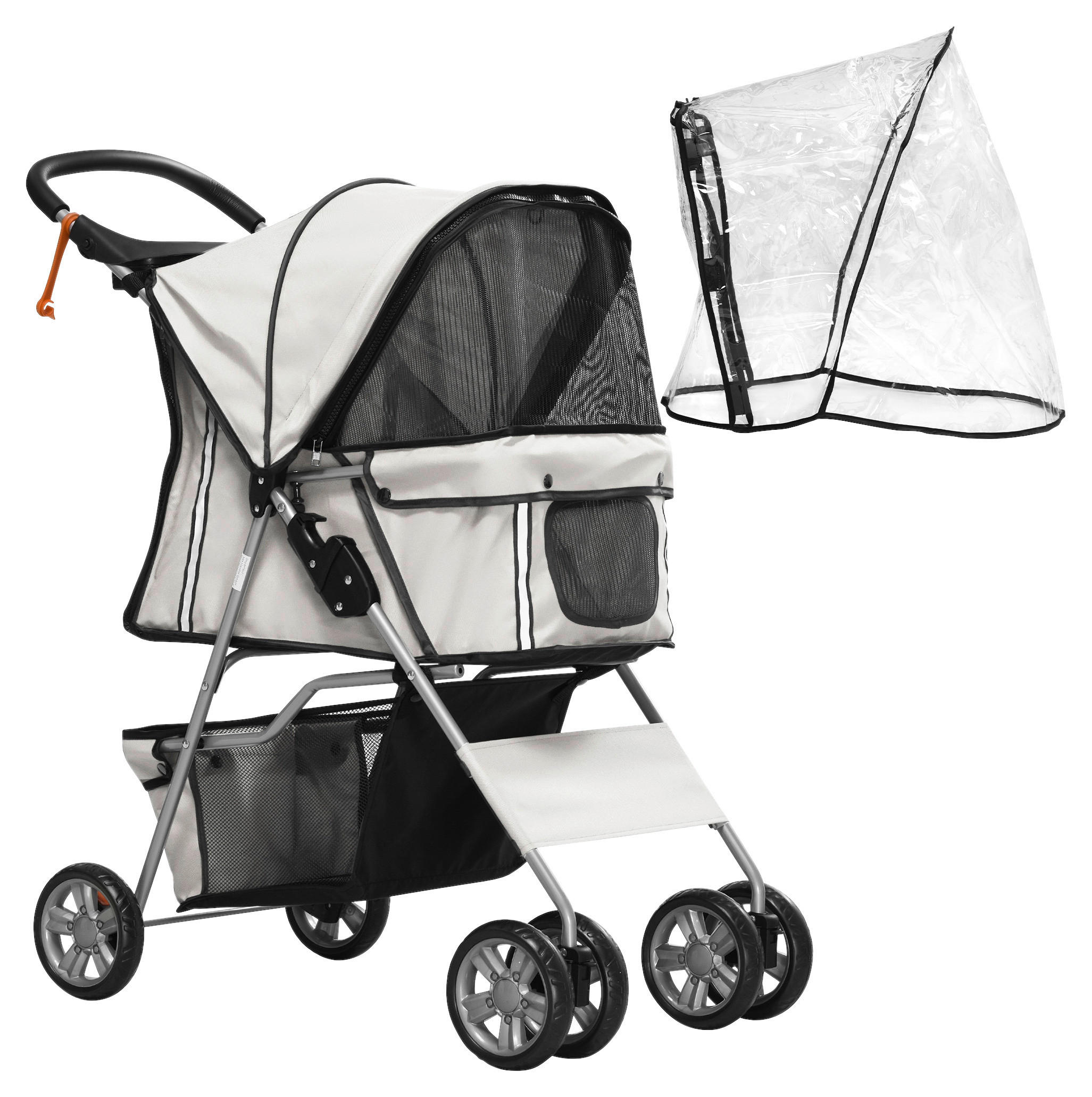 PawHut Hunde-Zubehör grau Edelstahl B/H/L: ca. 45x75x97 cm Hundebuggy - grau (97,00/45,00/75,00cm) - PawHut