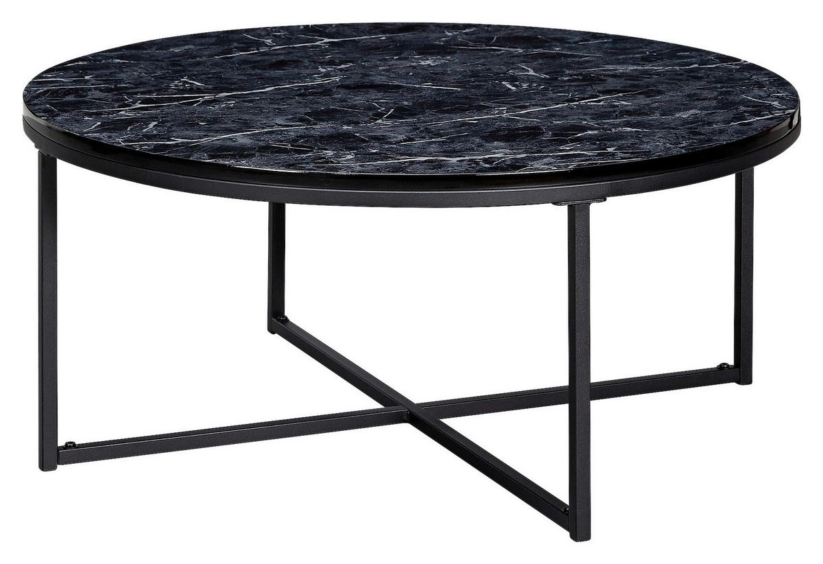 Couchtisch schwarz Marmor Optik schwarz B/H/T: ca. 80x35x80 cm Couchtisch - schwarz (80,00/35,00/80,00cm) - Wohnling