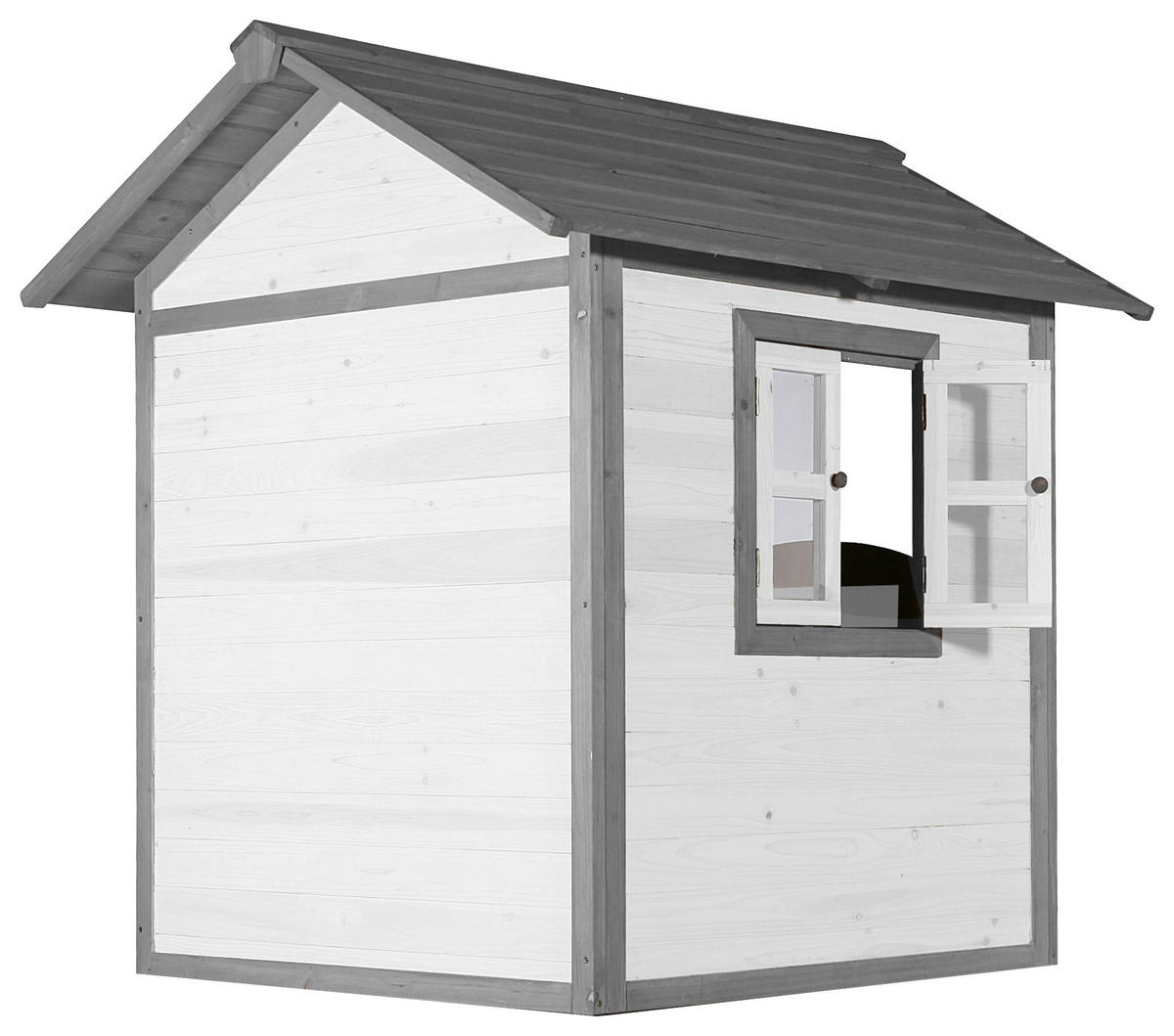 AXI Spielhaus Lodge grau B/H/T: ca. 111x133x135 cm Lodge - weiß/grau (111,00/133,00/135,00cm) - AXI