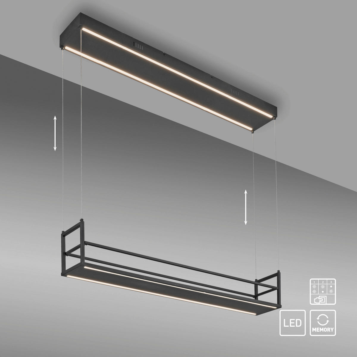 Just Light LED-Pendelleuchte schwarz B/H/L: ca. 17,1x120x103,6 cm LED-Pendelleuchte_Sontura - schwarz (103,60/17,10/120,00cm) - Just Light