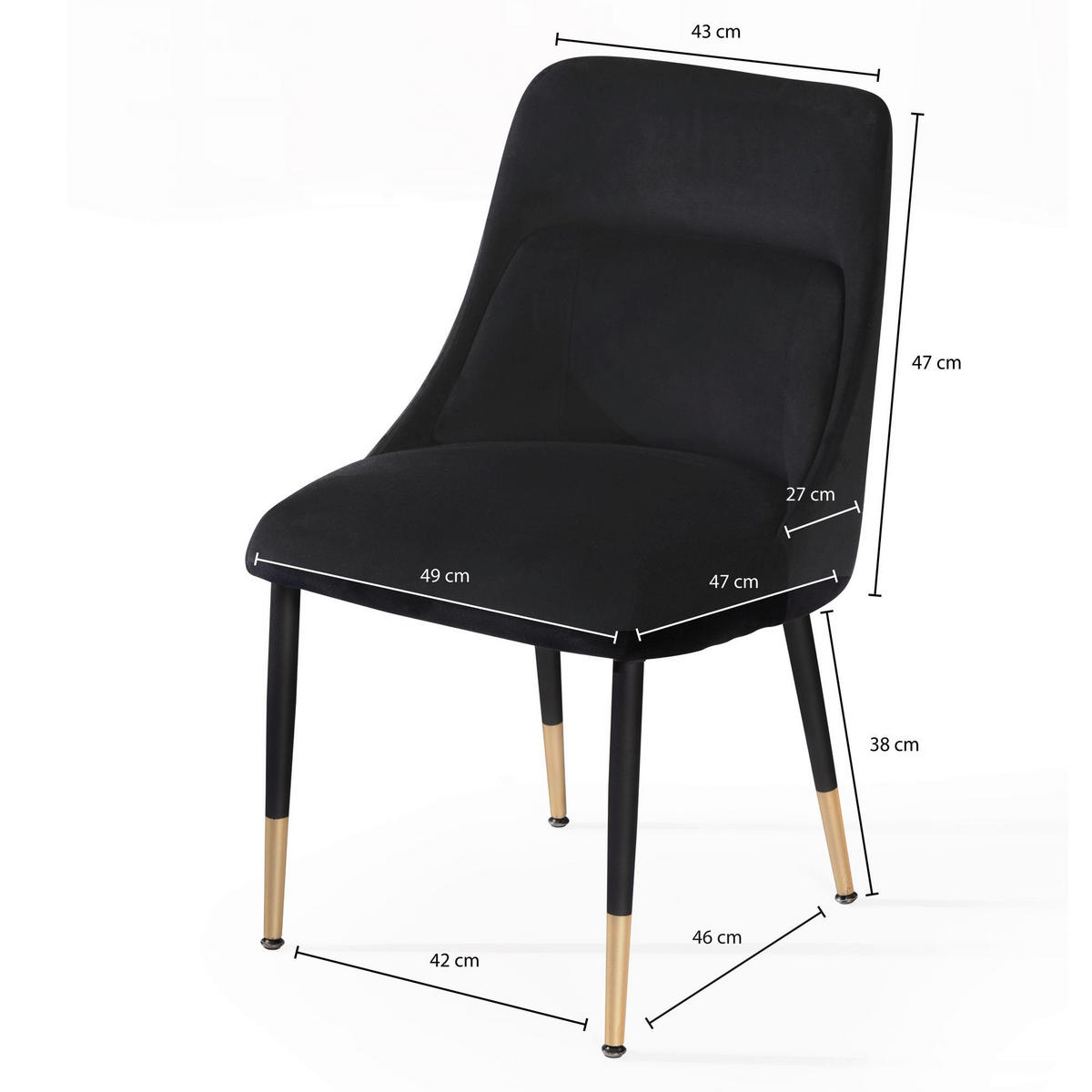 Stuhl schwarz Polyester Esszimmerstuhl - schwarz - Wohnling