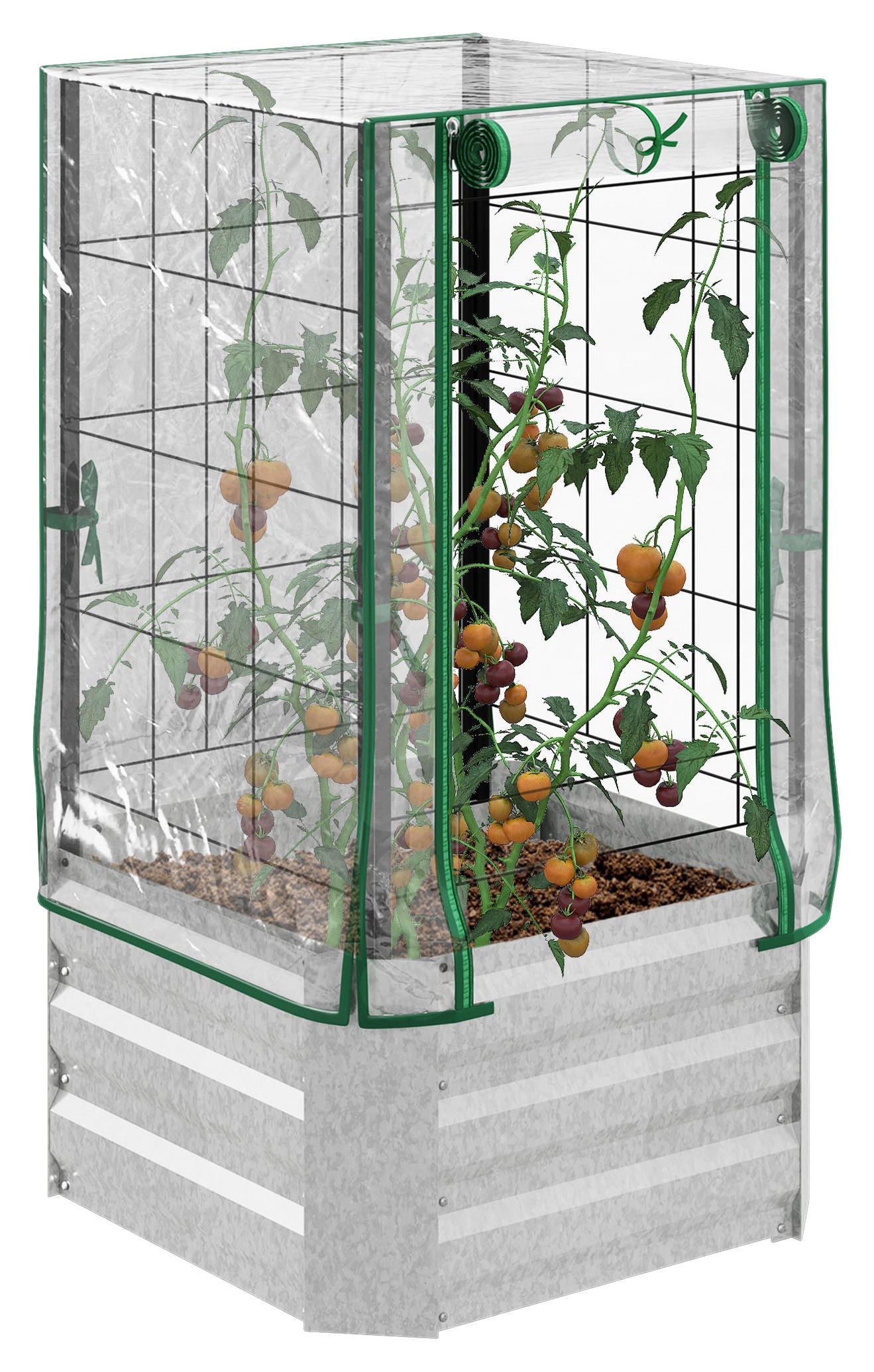 Outsunny Hochbeet silber Stahl B/H/L: ca. 53x90x53 cm Hochbeet - grün/silber (53,00/53,00/90,00cm) - Outsunny