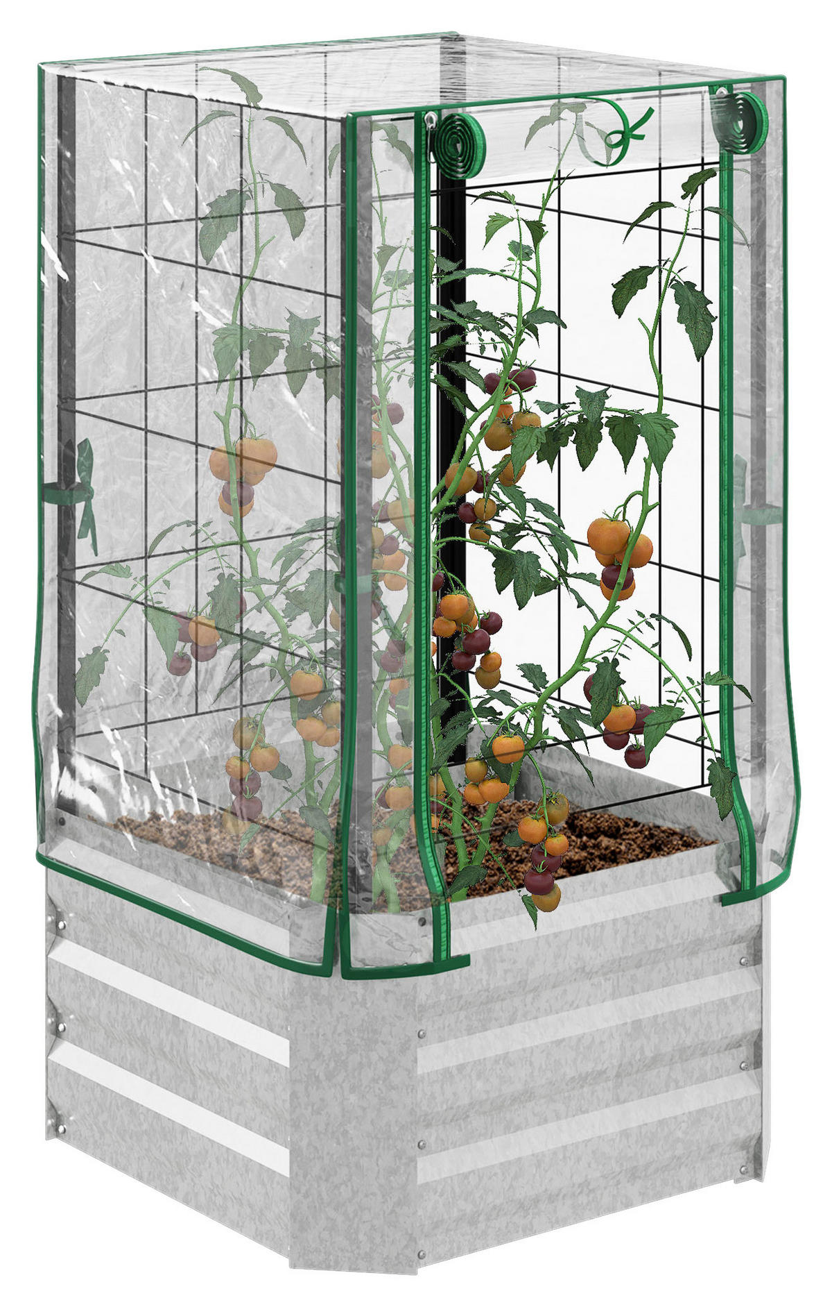 Outsunny Hochbeet silber Stahl B/H/L: ca. 53x90x53 cm Hochbeet - grün/silber (53,00/53,00/90,00cm) - Outsunny