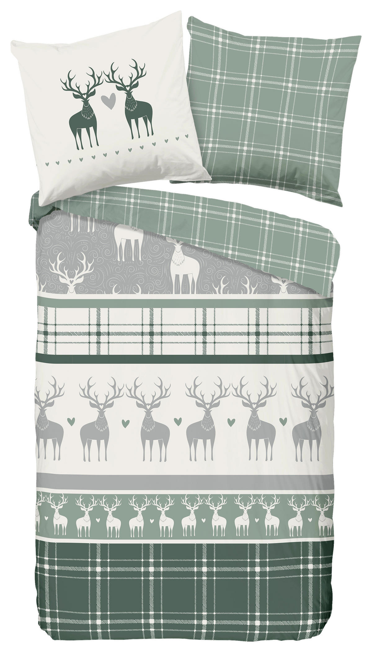 Baumwoll Bettwäsche Bjirk Flanell Bjirk - grün (135,00/200,00cm) - Good Morning