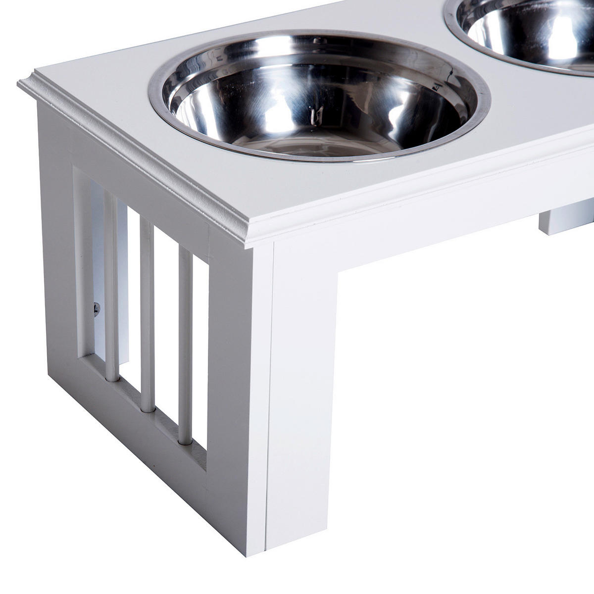 PawHut Futternapf weiß Edelstahl B/H/L: ca. 31x25x58 cm Futternapf - weiß (58,00/31,00/25,00cm) - PawHut