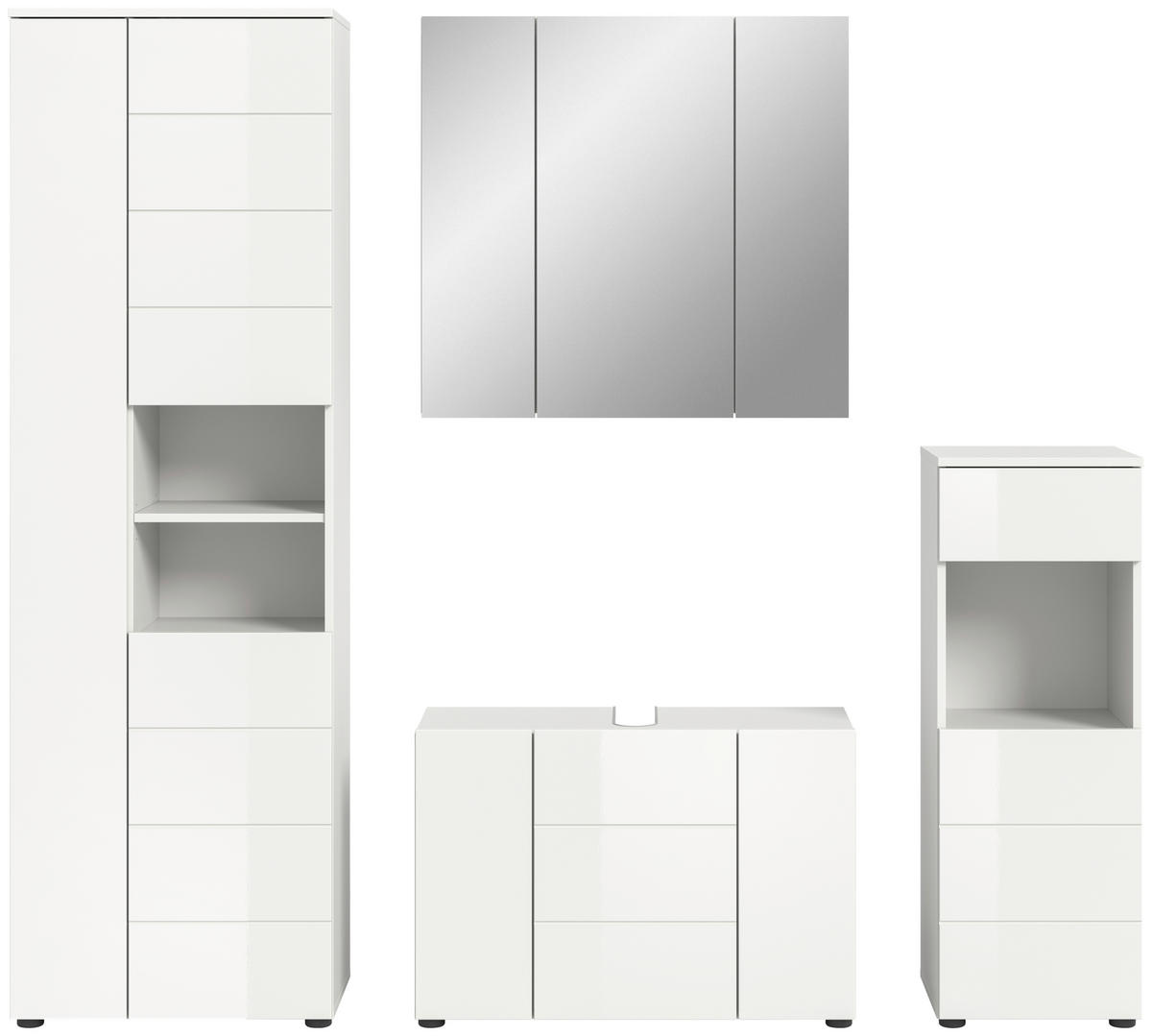 Badezimmer-Set VIRA weiß weiß Hochglanz B/H/T: ca. 210x190x34 cm VIRA - weiß (210,00/190,00/34,00cm) - xonox.home