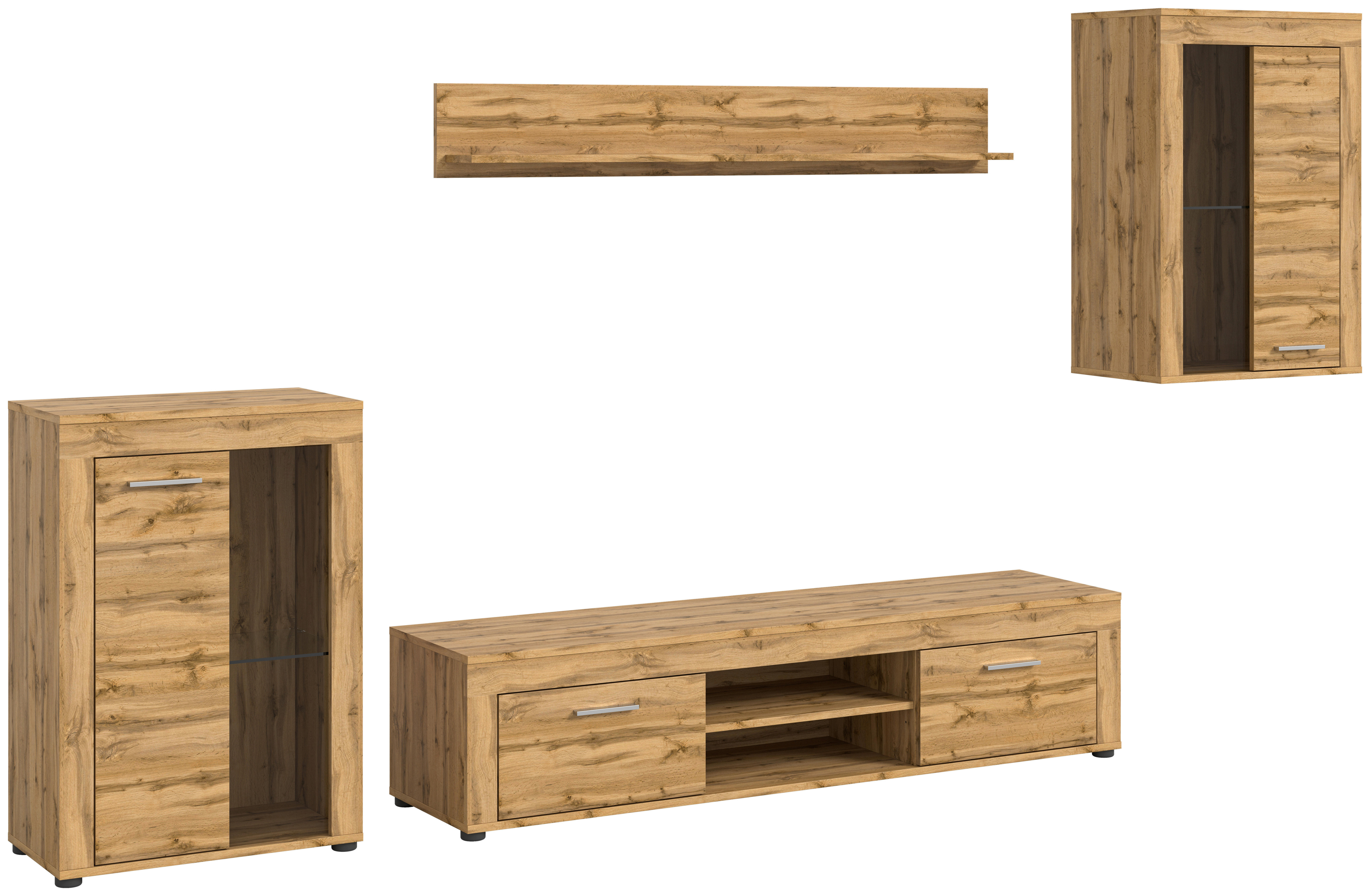 Wohnwand Jam Eiche Wotan Nachbildung B/H/T: ca. 310x169x35 cm Jam - Eiche (310,00/169,00/35,00cm) - xonox.home