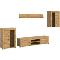 Wohnwand Jam Eiche Wotan Nachbildung B/H/T: ca. 310x169x35 cm Jam - Eiche (310,00/169,00/35,00cm) - xonox.home