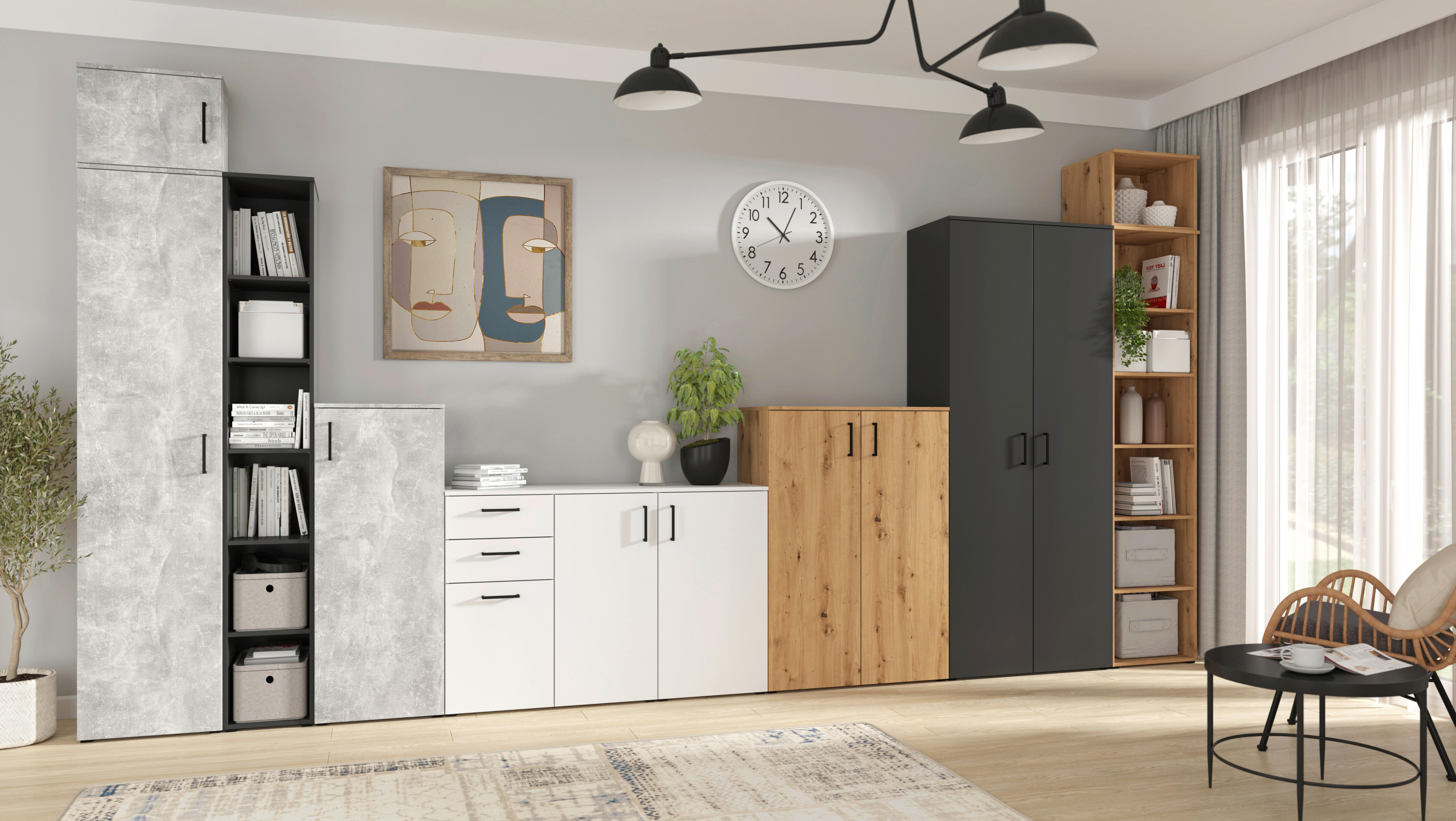 Thumbnail - Schrank Multi-Stauraum Typ 37 anthrazit B/H/T: ca. 80x195x40 cm