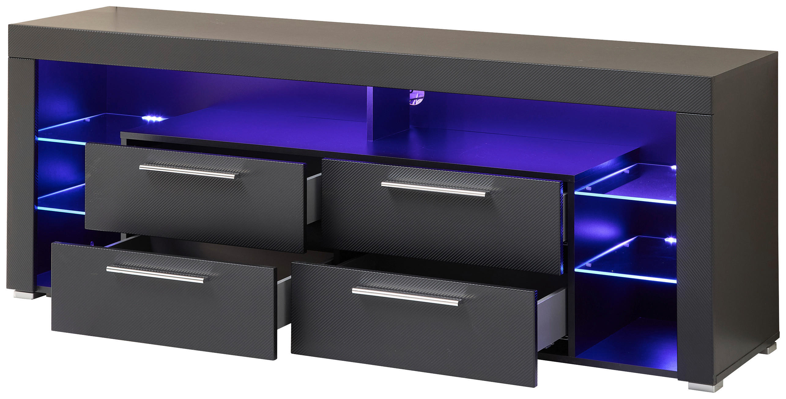 Thumbnail - TV-Lowboard Goal Carbon schwarz Carbon Optik B/H/T: ca. 179x66x44 cm