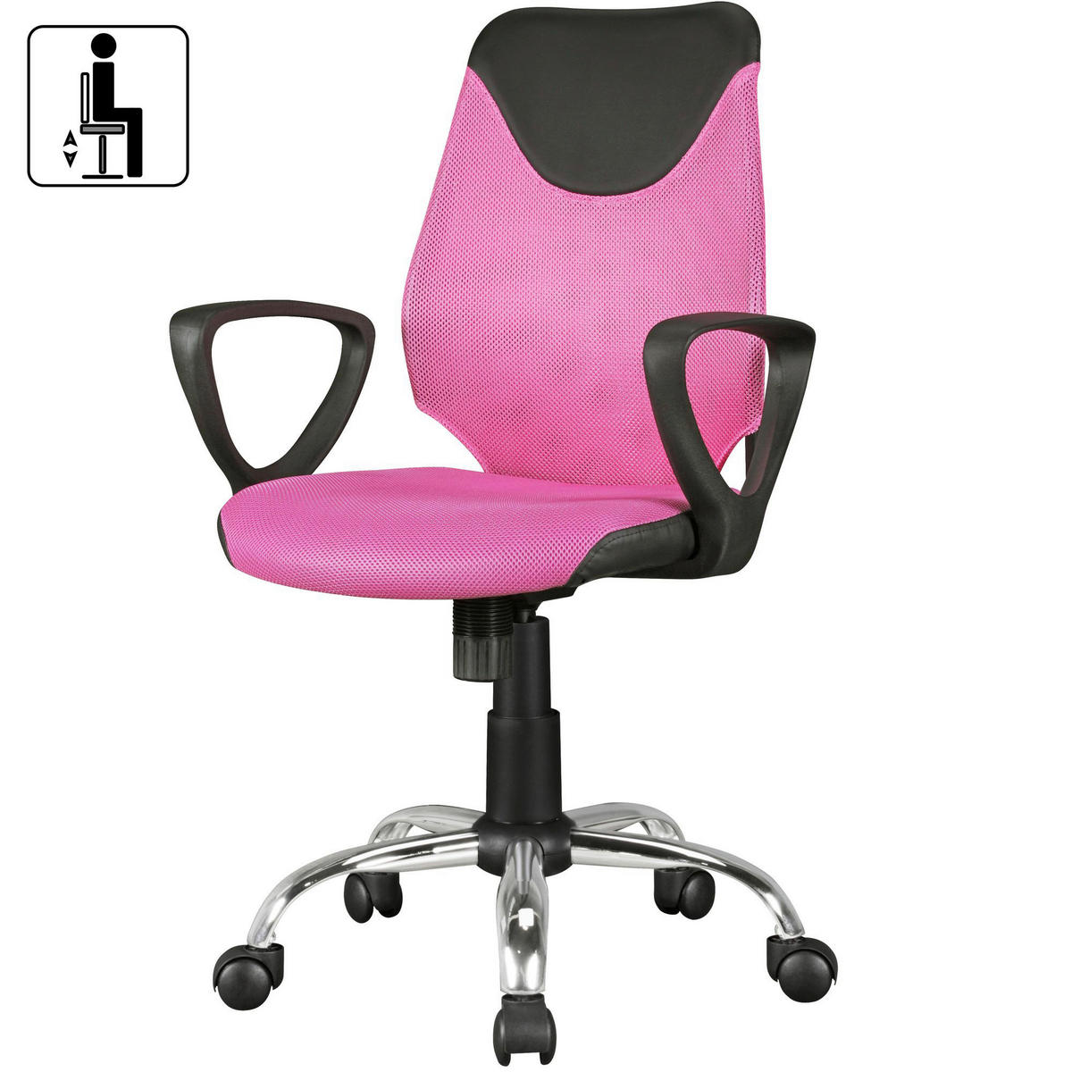 Drehstuhl pink Stoff Kinderschreibtischstuhl TERNI - pink (60,00/101,00/60,00cm) - Amstyle