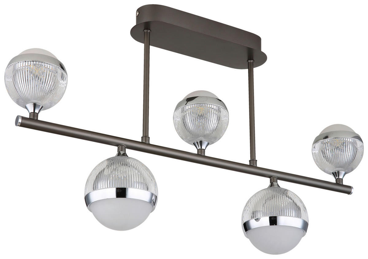 GLOBO LED-Deckenleuchte Chrom titanfarbig transparent Acryl Aluminium Metall B/H/T: ca. 11x37x65 cm UNTSY - titanfarbig/Chrom (11,00/37,00/65,00cm) - GLOBO