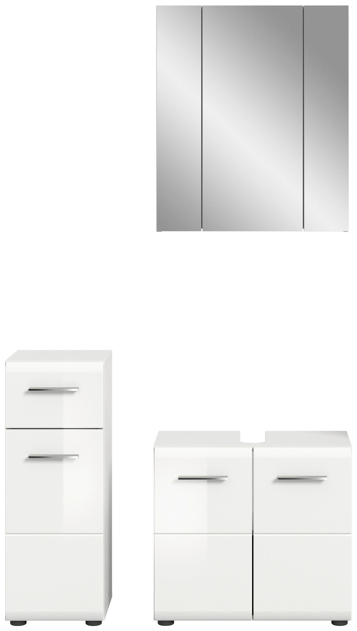 Badezimmer-Set ICE weiß weiß Hochglanz B/H/T: ca. 105x190x32 cm ICE - weiß (105,00/190,00/32,00cm) - xonox.home