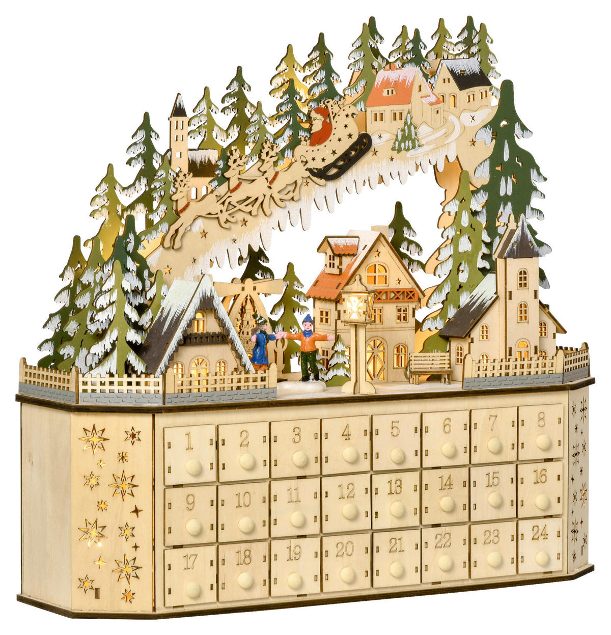 HOMCOM Adventskalender Weihnachts-Adventskalender - natur (43,00/13,00/45,00cm) - HOMCOM