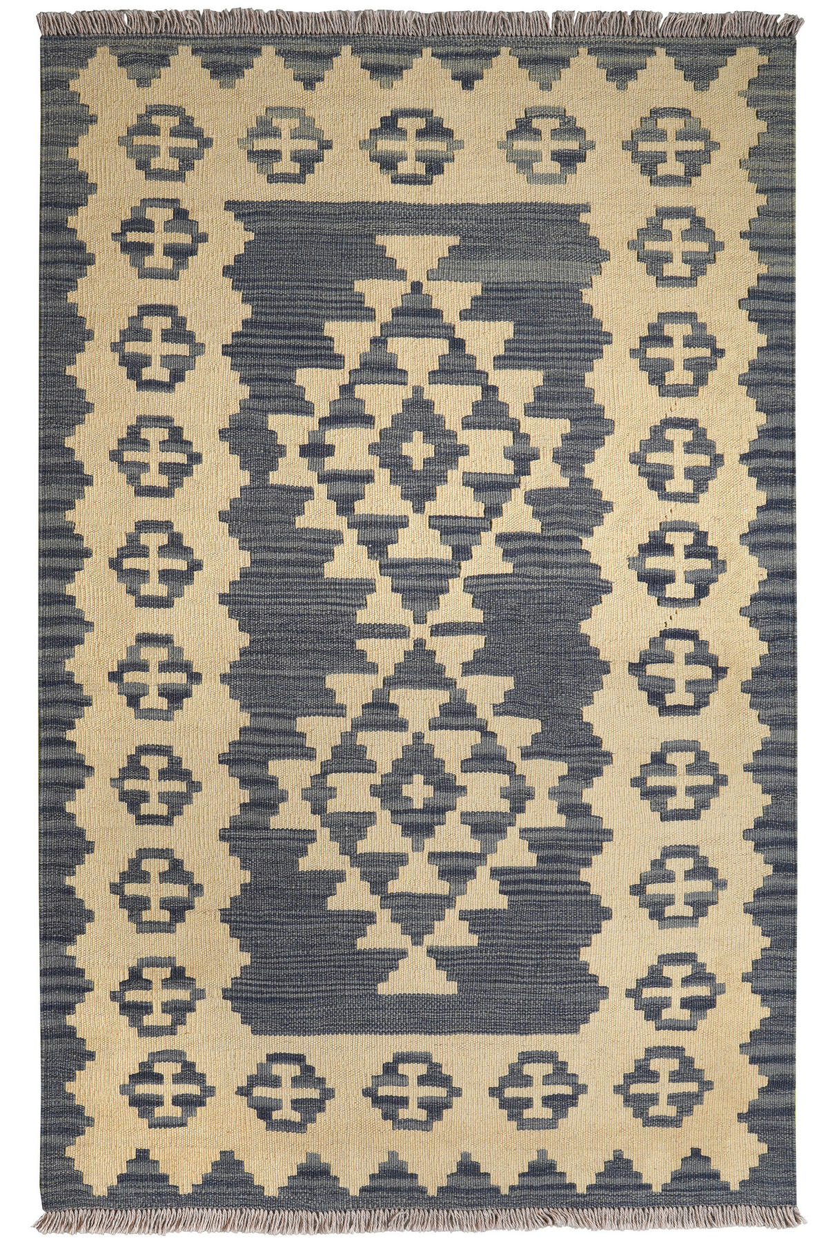 PersaTepp Teppich Kelim Gashgai beige B/H/L: ca. 99x1x155 cm Kelim Gashgai - blau/beige (155,00/99,00/1,00cm) - PersaTepp