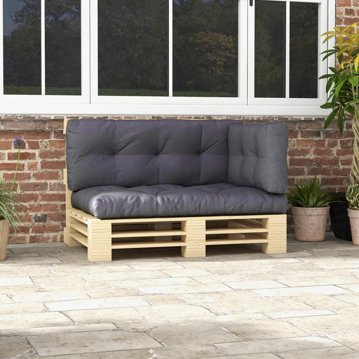 Outsunny Palettenkissen dunkelgrau Polyester B/H/L: ca. 80x120x12 cm Palettenkissen - dunkelgrau (12,00/80,00/120,00cm) - Outsunny