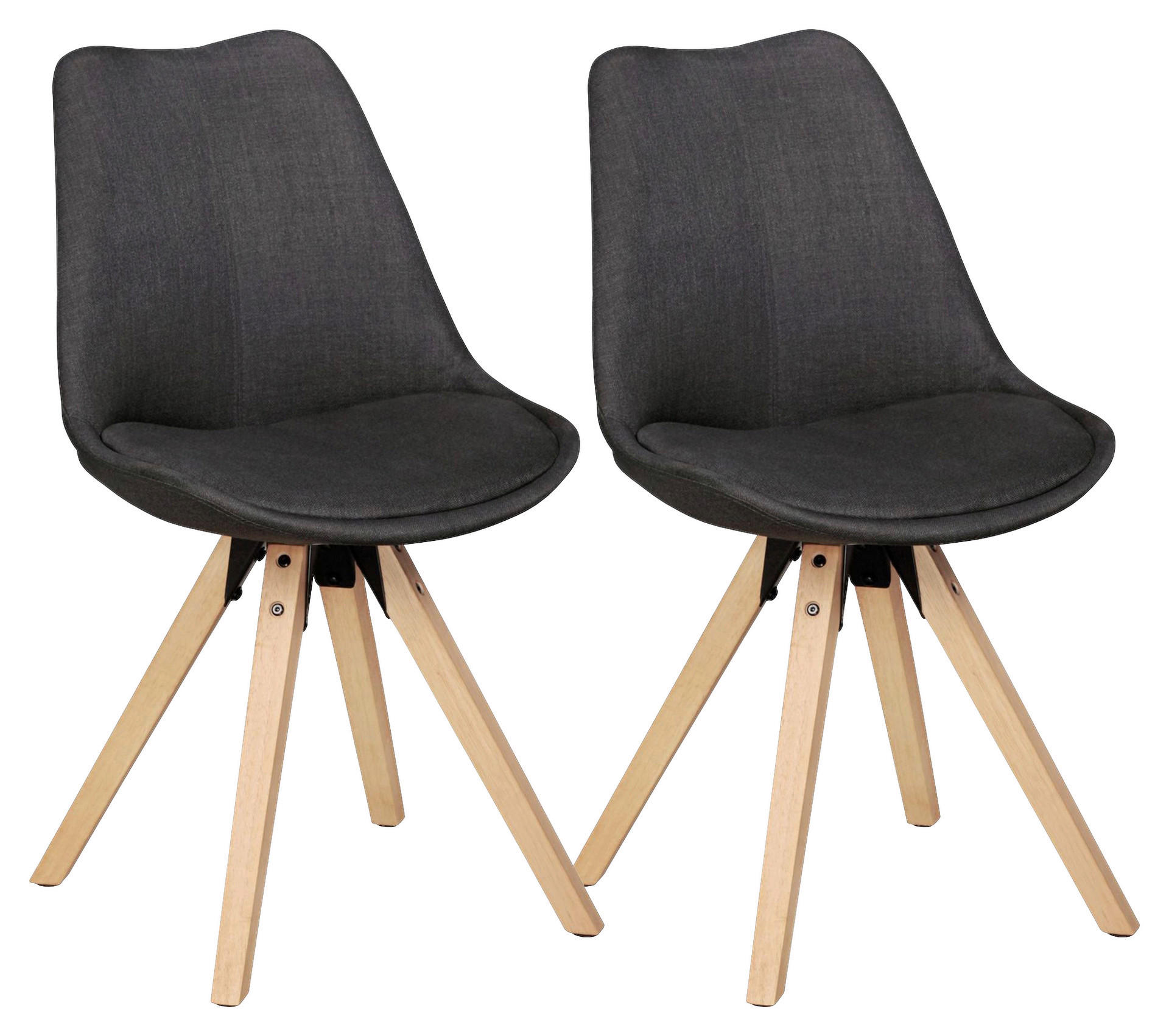 Stuhl 2er-Set grau natur Stoff Echtholz B/H/T: ca. 49x87x52 cm 2er-Set - natur/grau (49,00/87,00/52,00cm) - Wohnling