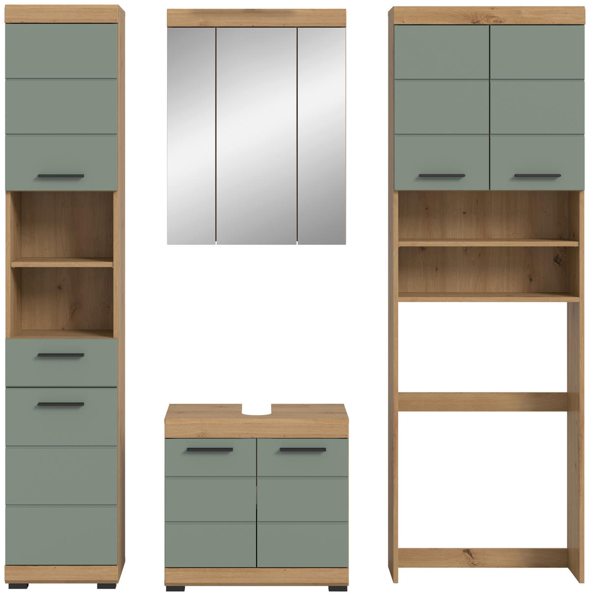 Badezimmer-Set Scout Eiche Artisan Nachbildung salbei Nachbildung B/H/T: ca. 190x191x34 cm Scout - Eiche/salbei (190,00/191,00/34,00cm) - xonox.home
