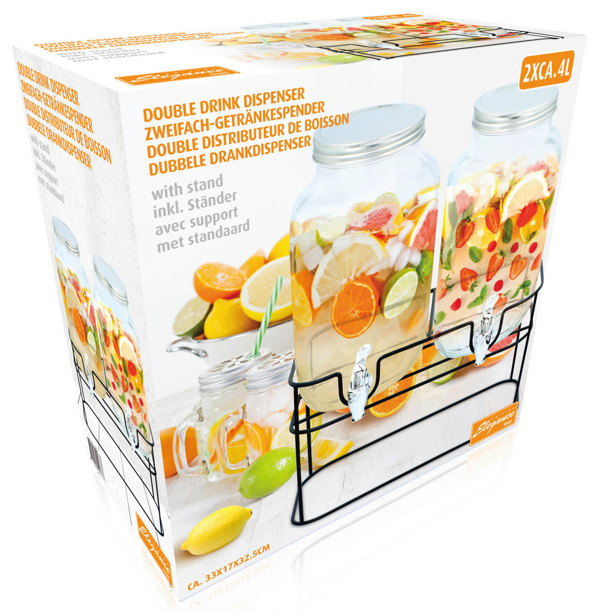 CUISINE ELEGANCE Getränkespender schwarz Glas B/H/L: ca. 17x32,5x33 cm Getränkespender - schwarz/transparent (33,00/17,00/32,50cm) - CUISINE ELEGANCE